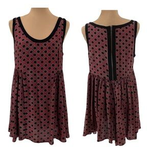 Free People Molly Sangria Dot Swing Dress Babydoll Top Red Black